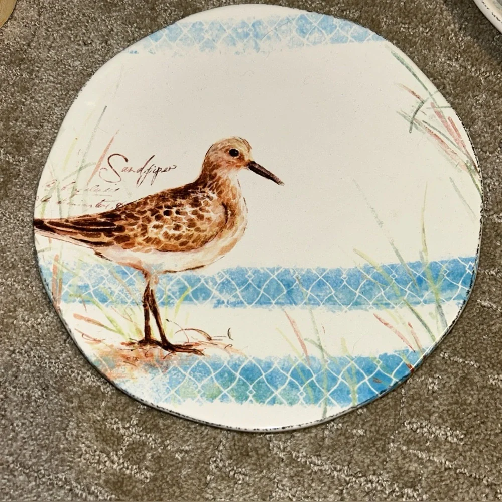 Lot Of 2 Pier 1 Sandpiper Dinner Plates Beach/Coastal Theme 10”